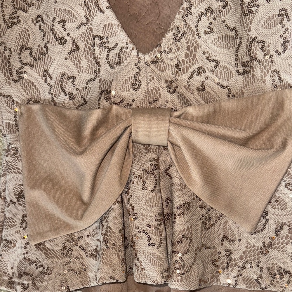 Windsor Nude Asymmetrical Tie Front Peplum Blouse - Picture 4 of 4